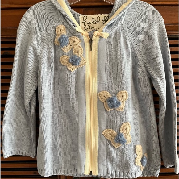 BABY BLUE CARDIGAN SWEATER ANTHROPOLOGIE SIZE MEDIUM - Picture 1 of 5